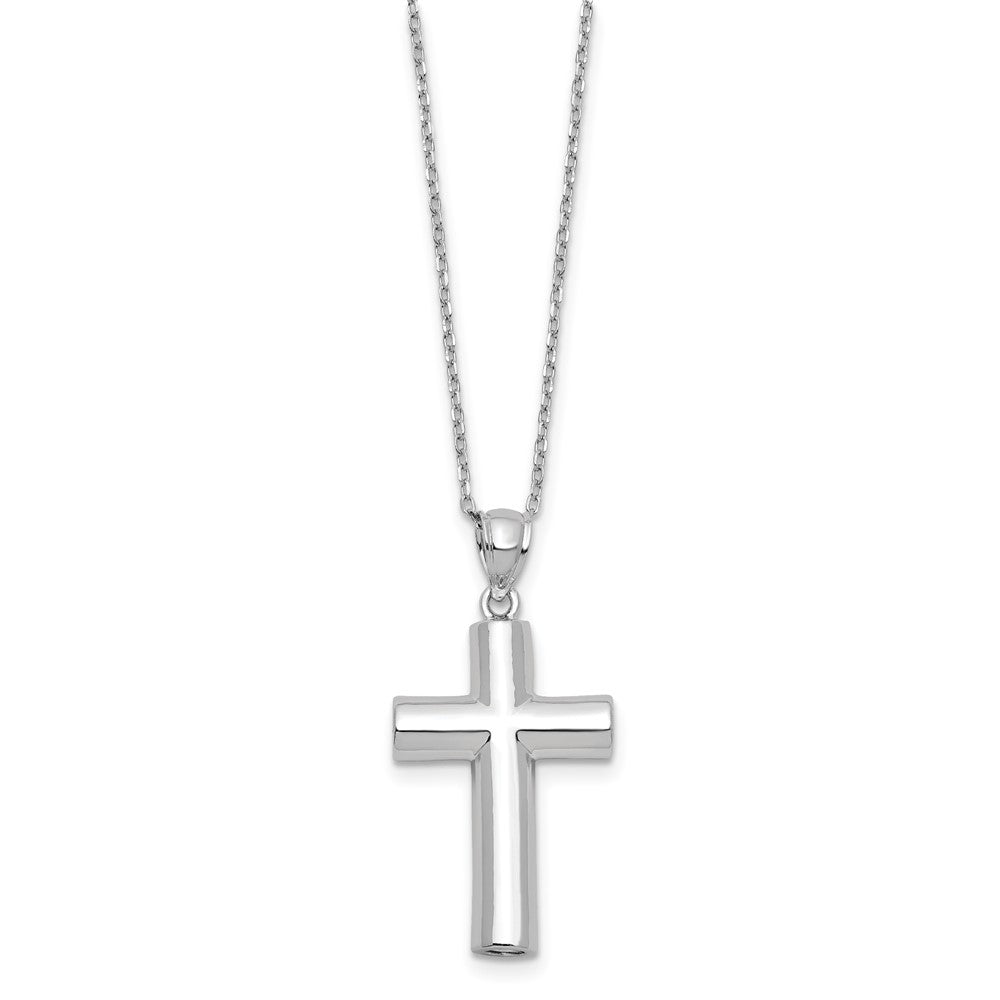 Sterling Silver Rhodium-plated Cross Ash Holder 18in Necklace 18 Inches
