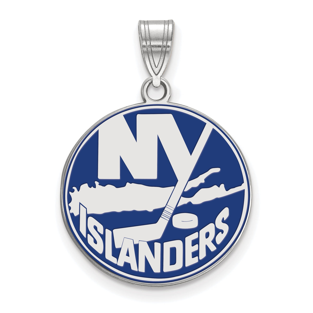 LogoArt NHL New York Islanders Sterling Silver Large Enamel Pendant