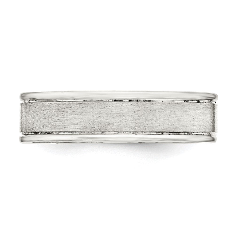 Sterling Silver 6mm Brushed Flat Grooved Fancy Band Size 9