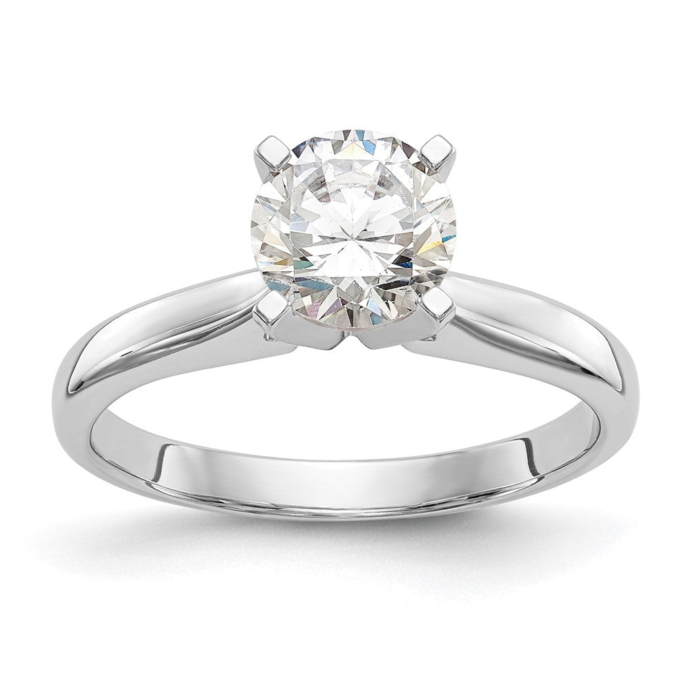 14k White Gold 1/2 carat Medium-Weight High Shoulder Airline Half-Round 4-Prong Round Solitaire Ring Mounting