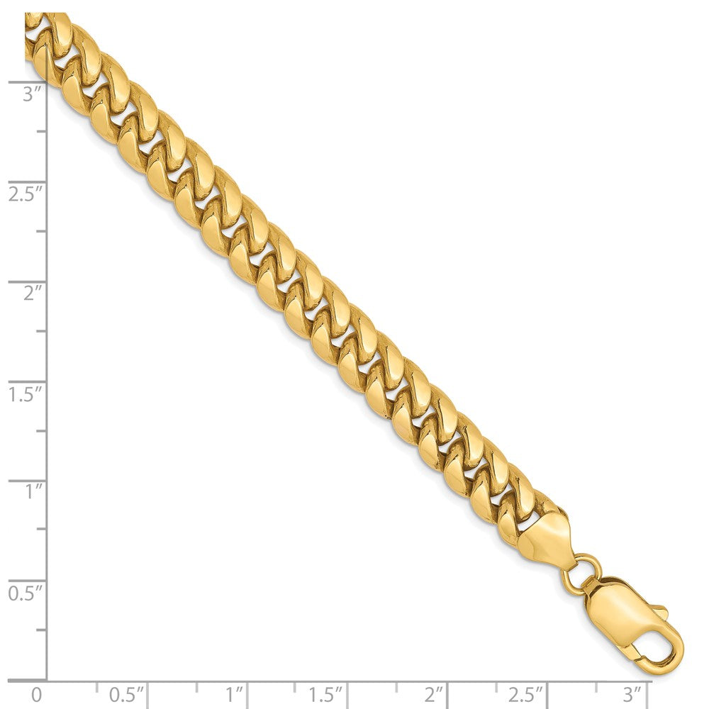 10K 7.3mm Semi-Solid Miami Cuban Chain 8  inches