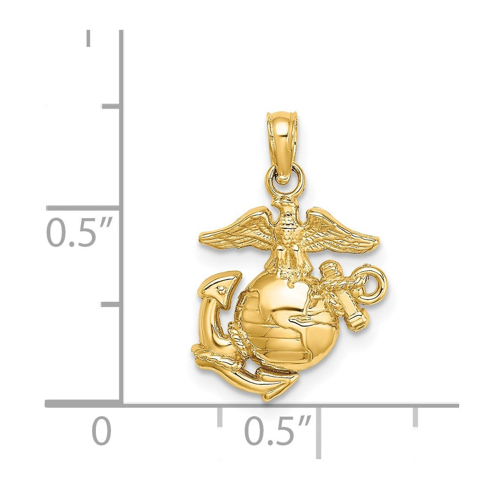 14k Polished / Textured Small Marine Corps Charm