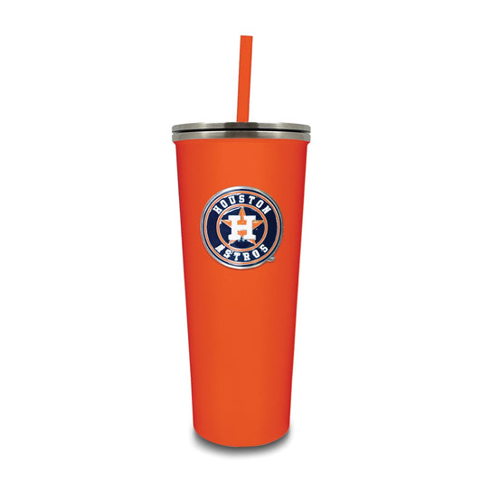 MLB Houston Astros Stainless Steel 24 ounce Skinny Tumbler with Emblem and Straw