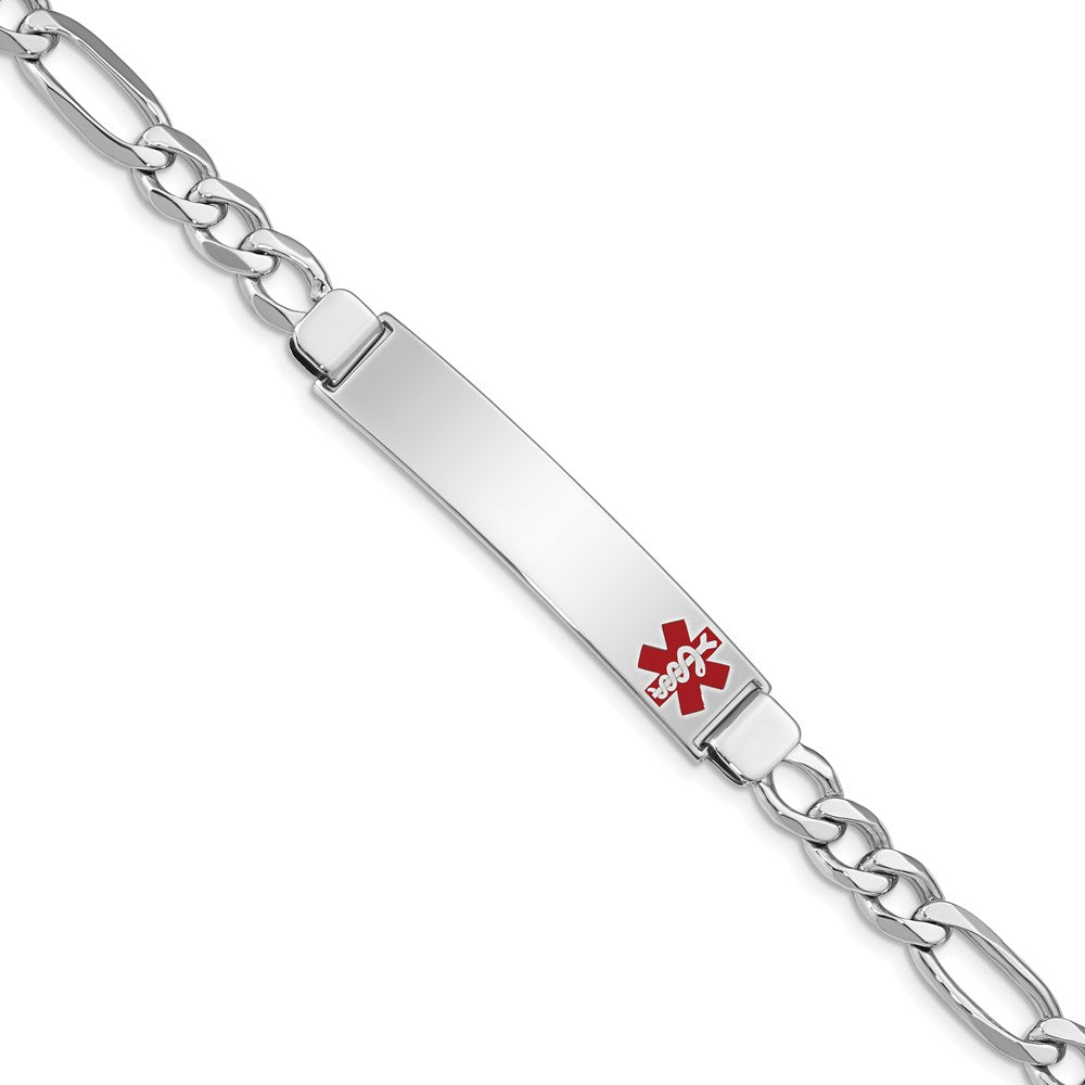 Sterling Silver Rhodium-plated Medical ID Figaro Link Bracelet 8 inches