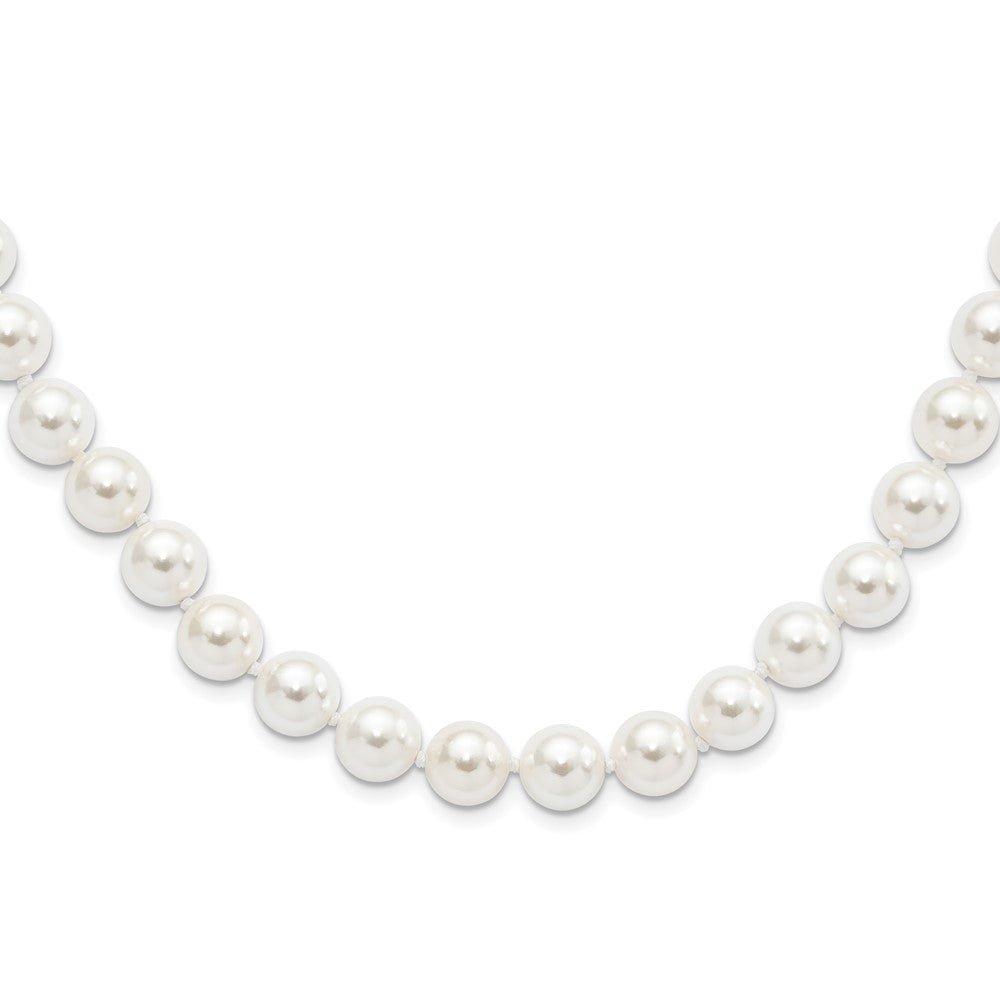 Majestic Sterling Silver Rhodium-plated 10-11mm White Imitation Shell Pearl Hand-knotted Necklace 18 Inches