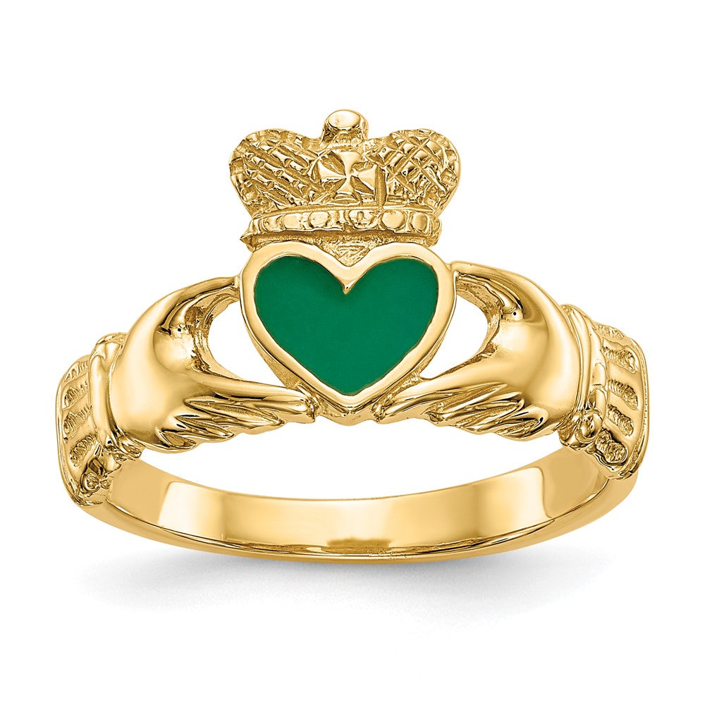 14k Enamel Claddagh Ring Size 7