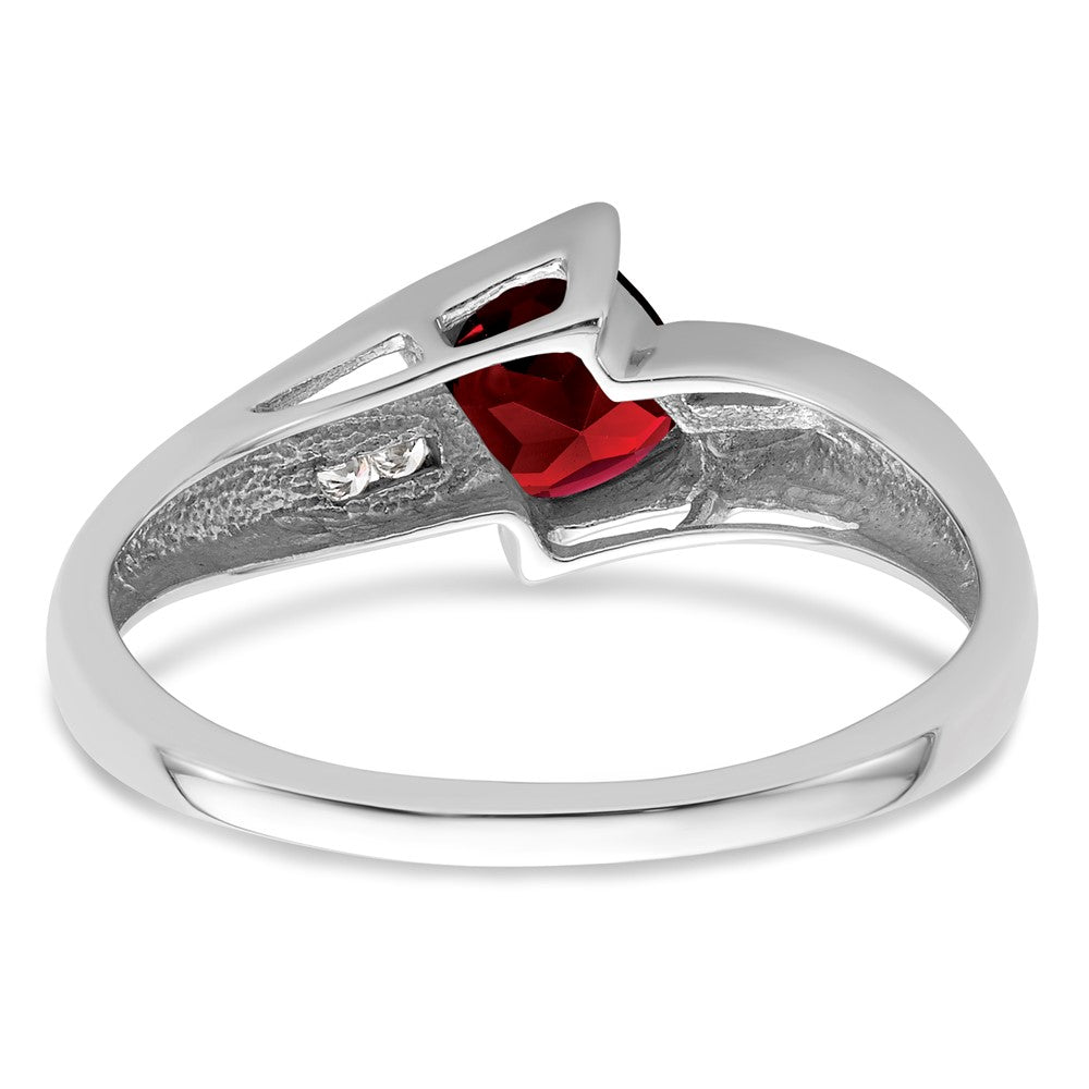 Sterling Silver ANC Garnet & Diamond Ring
