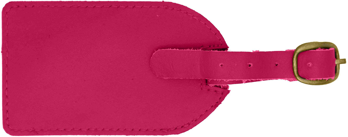 Pink Leather Luggage Tag with Buckle Strap QGM22552