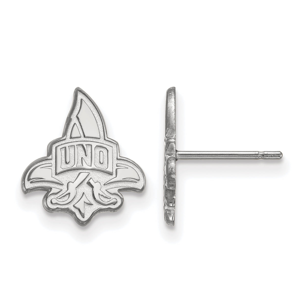 Sterling Silver Official Licensed Collegiate University of New Orleans (UNO) Small Post Earrings