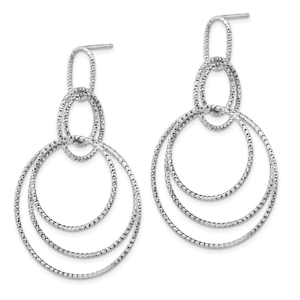 Sterling Silver Rh-plated D/C Post Dangle Earrings