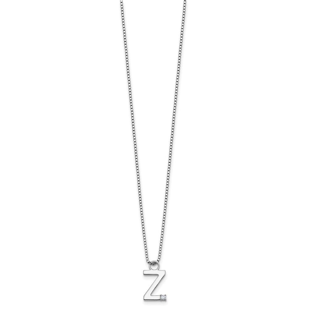 White Ice Sterling Silver Rhodium-plated 18 inch Diamond Letter Z Initial Necklace plus 2 inch Extender 18 Inches