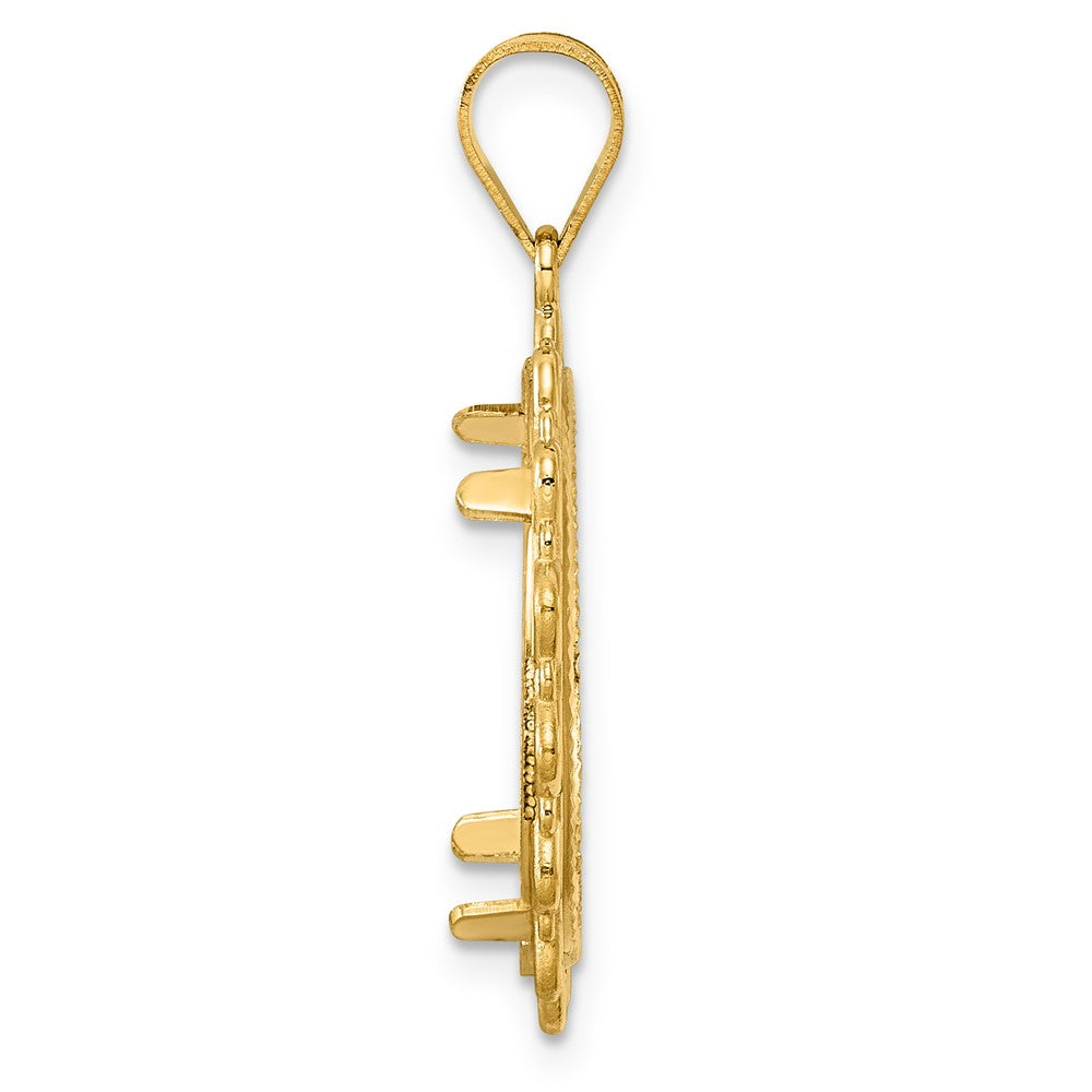 14k Diamond Cut Multi Arch with 18.0mm Prong Coin Bezel Pendant