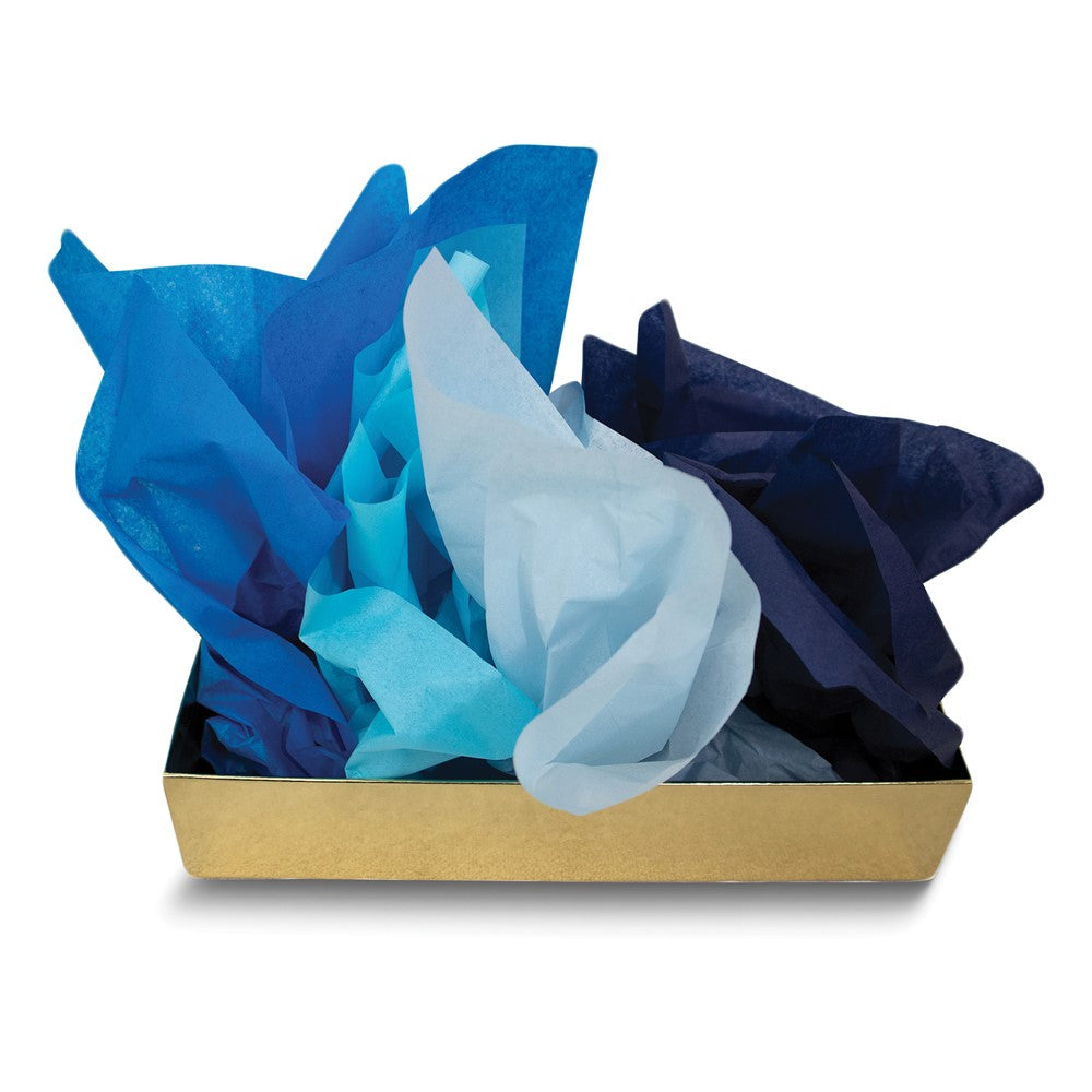 Four Color 48 Sheet White, Light Blue, Dark Blue, Black Mixed Tissue Paper Set - 12 Each Color