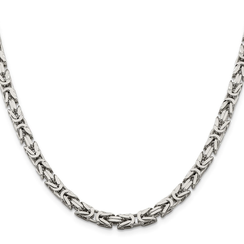 Sterling Silver 5mm Byzantine Chain 26 Inches