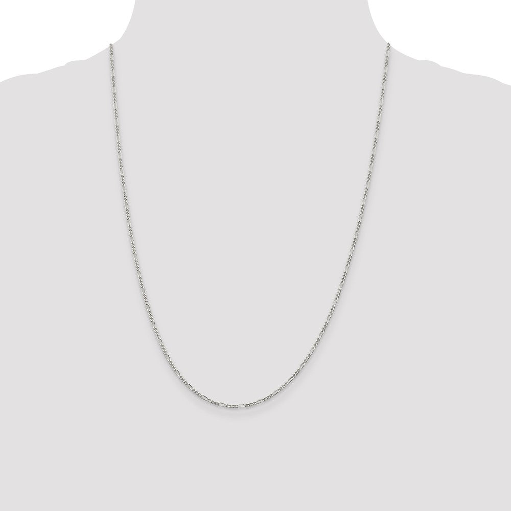 Sterling Silver 1.75mm Figaro Chain 24 Inches