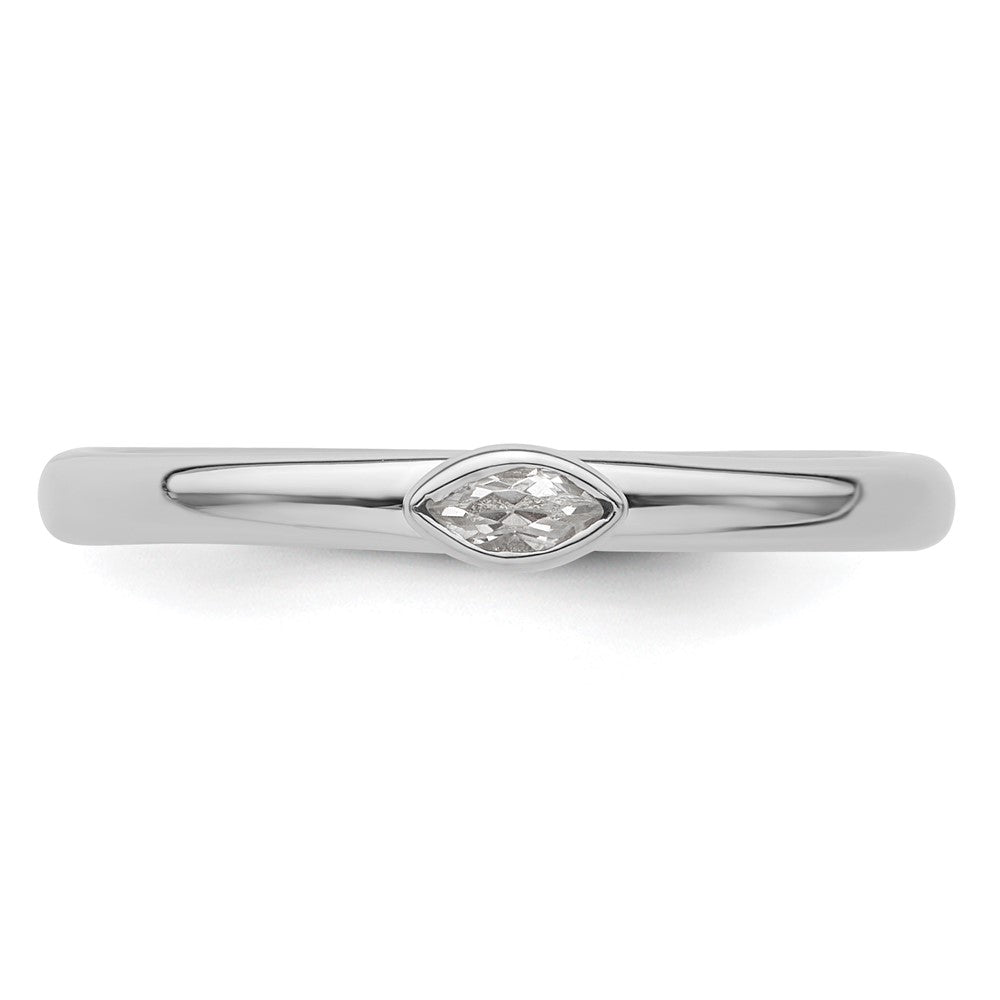Sterling Silver Stackable Expressions White Topaz Ring Size -7
