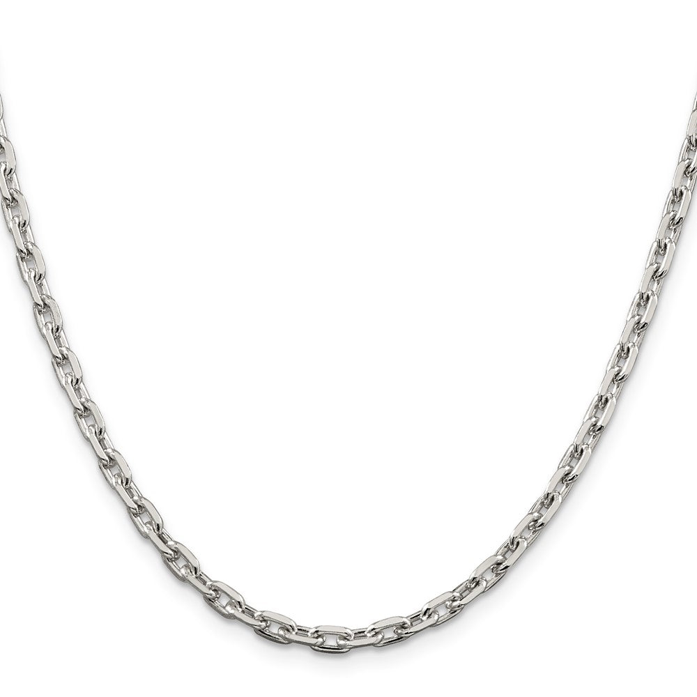 Sterling Silver 3.95mm Beveled Oval Cable Chain 18 Inches