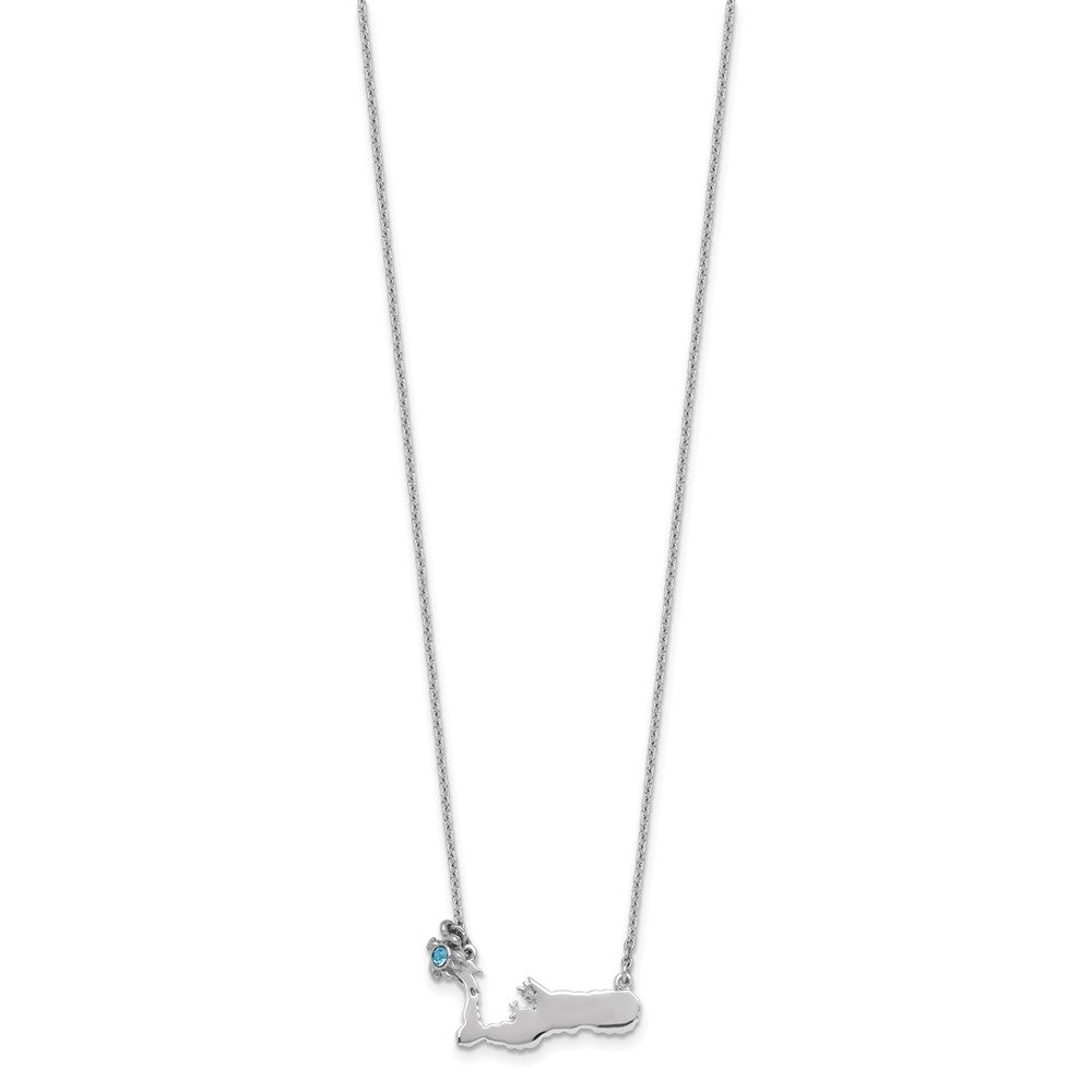 Sterling Silver Crystal Turtle Cayman Island 16 +1.75in Necklace