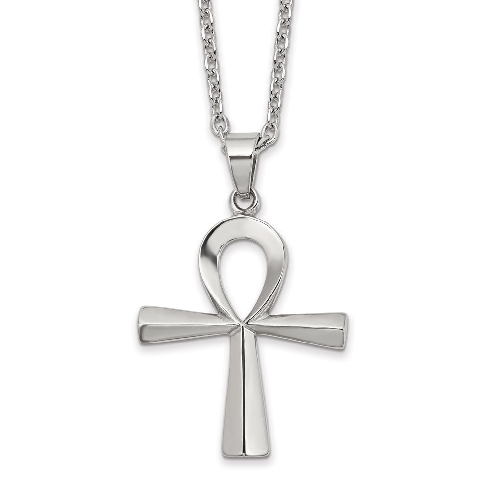 Stainless Steel Polished Ankh 25.5in Necklace