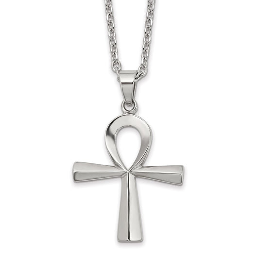 Stainless Steel Polished Ankh 25.5in Necklace