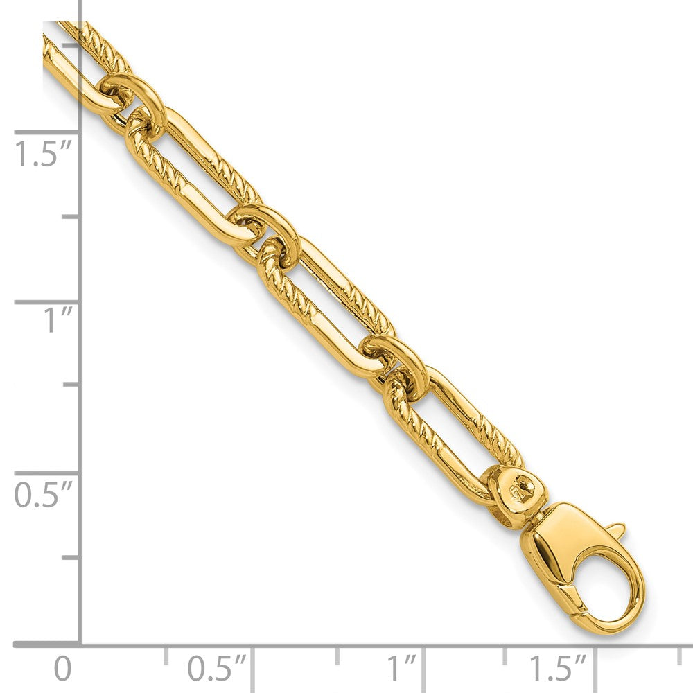 14K Polished Fancy Oval Paperclip Link Bracelet 7  inches