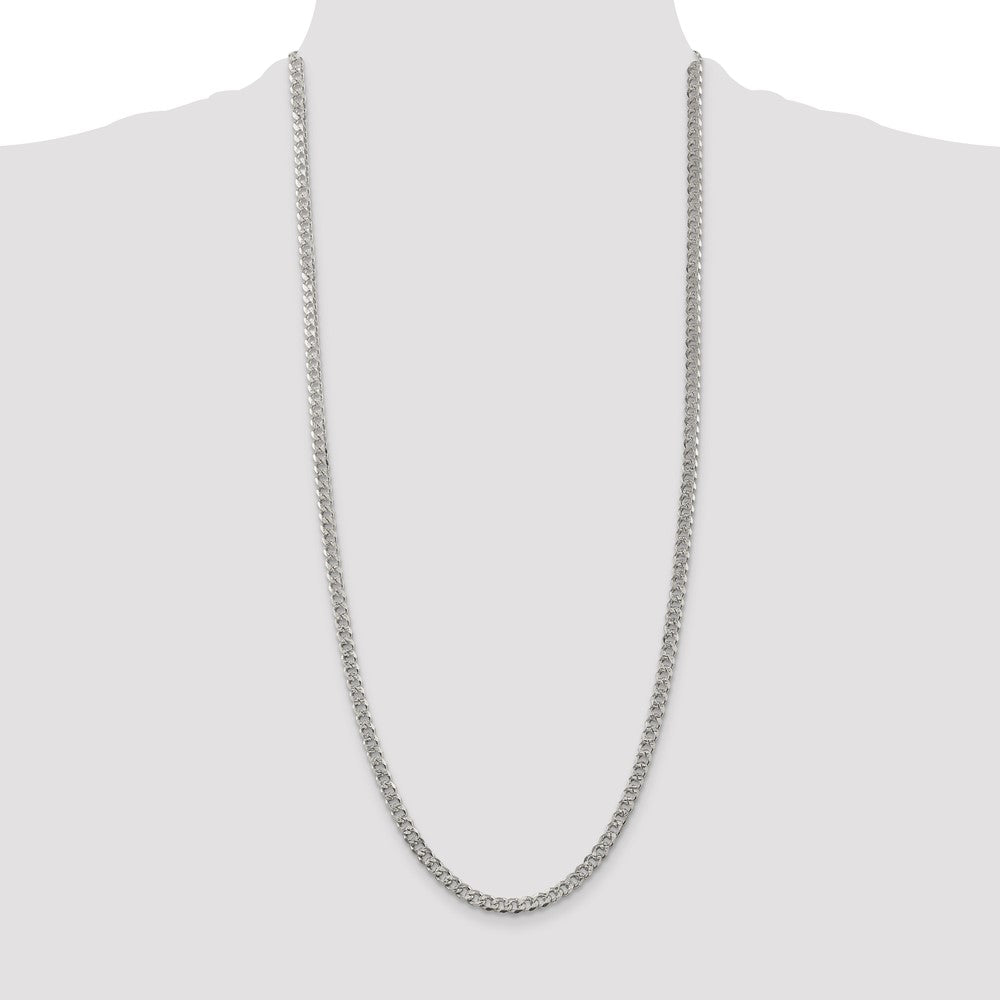 Sterling Silver 4.5mm Pave Curb Chain 30 Inches