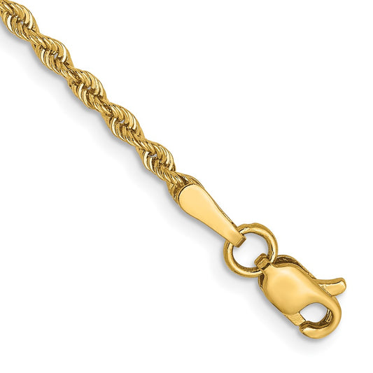 14K 2mm Solid Regular Rope Chain 8  inches