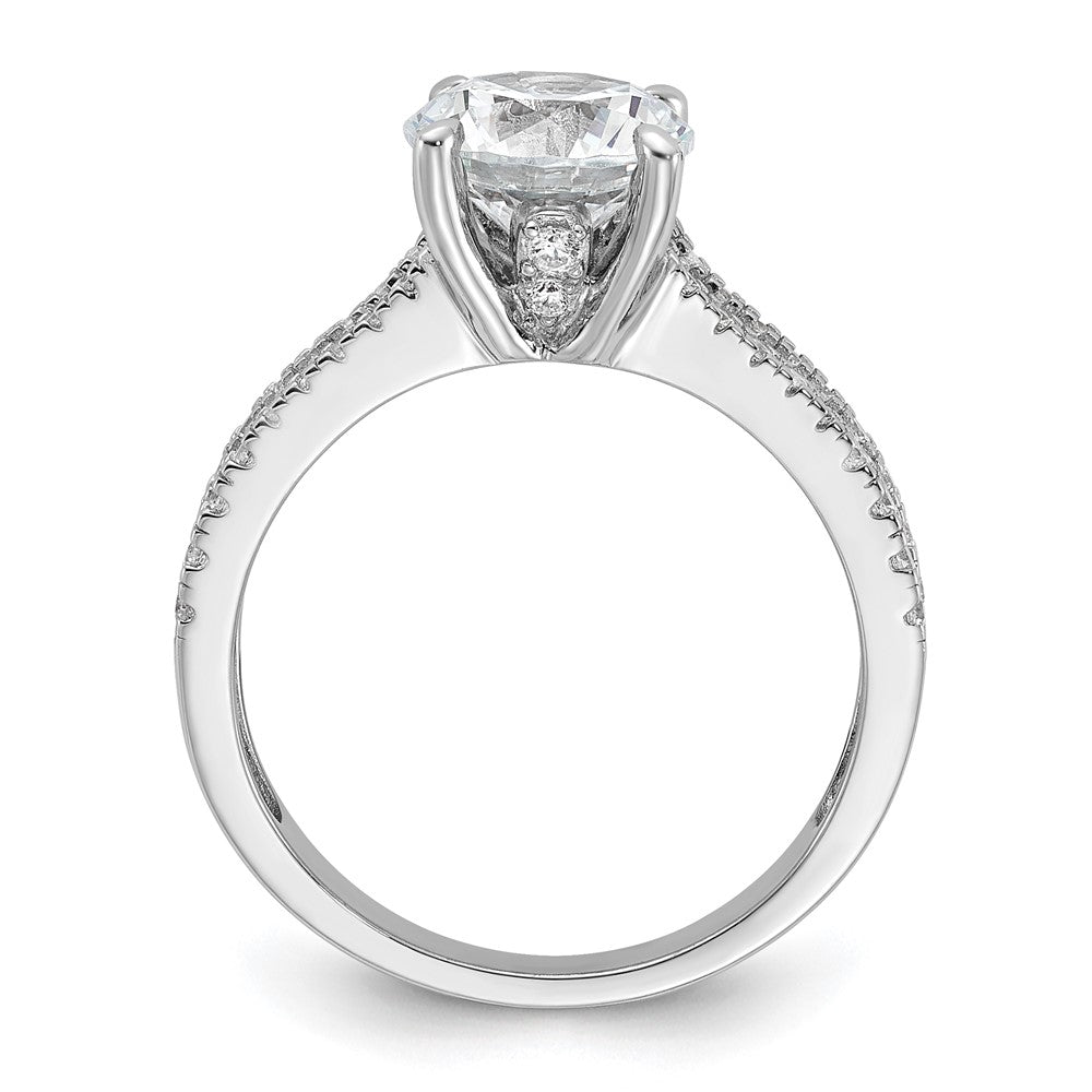 Cheryl M Sterling Silver Rhodium-plated Fancy Brilliant-cut Round CZ Center Stone Ring