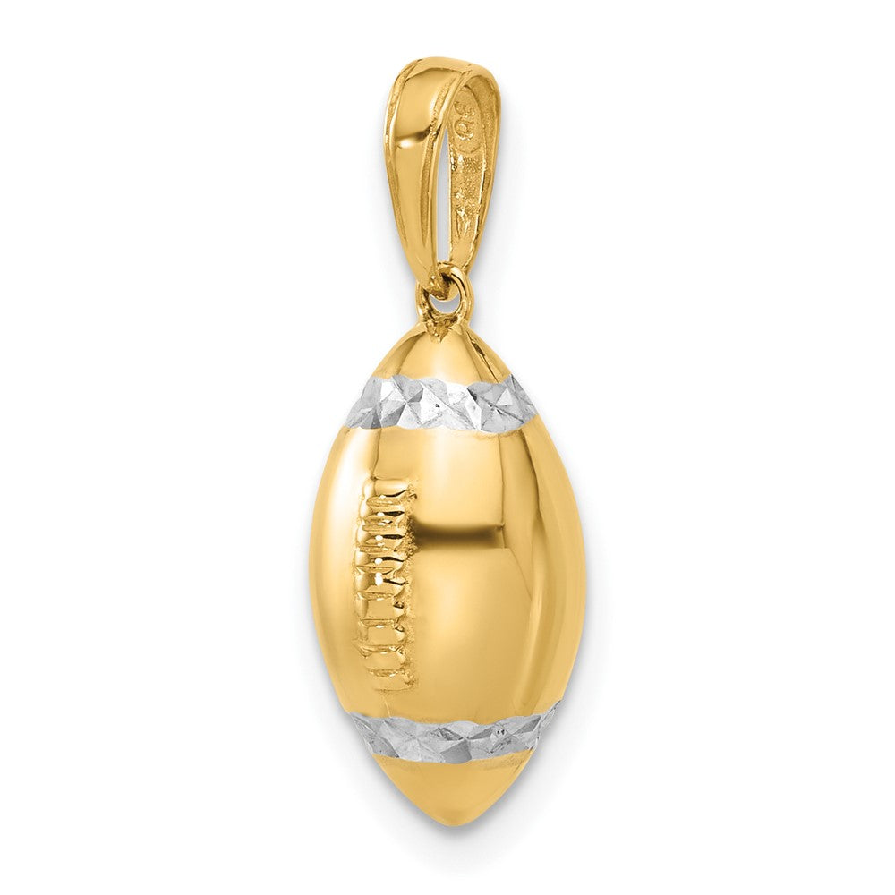 14k and White Rhodium D/C 3D Football Pendant