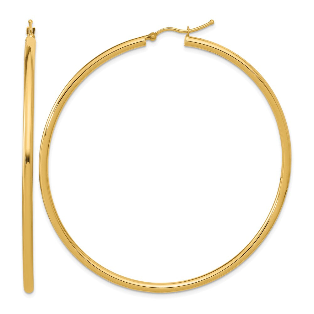14K Gold Polished 2.5mm Hoop Earrings