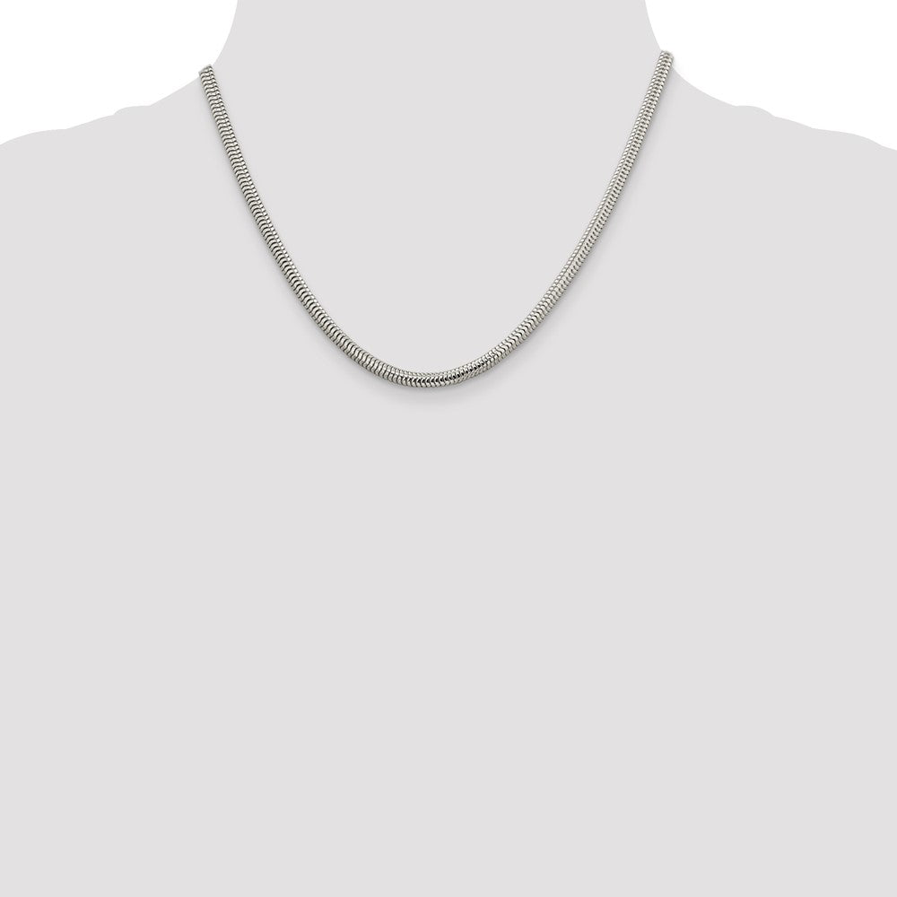Sterling Silver 4mm Round Snake Chain 18 Inches