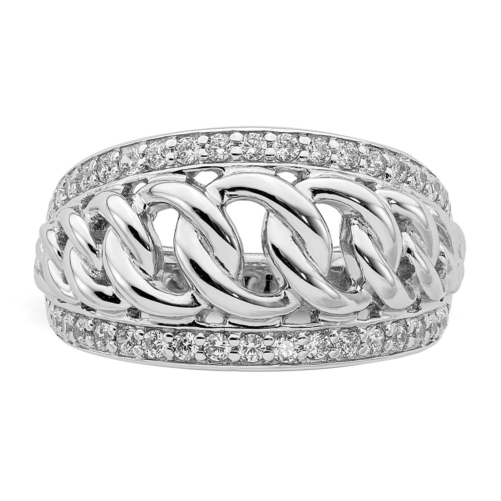 Sterling Silver Rhodium Plated CZ Ring