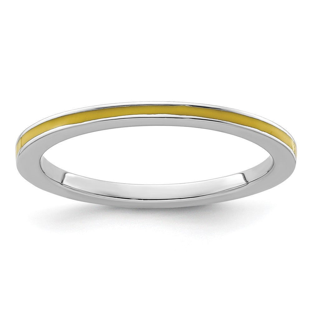 Sterling Silver Stackable Expressions Yellow Enameled 1.5mm Ring Size -8