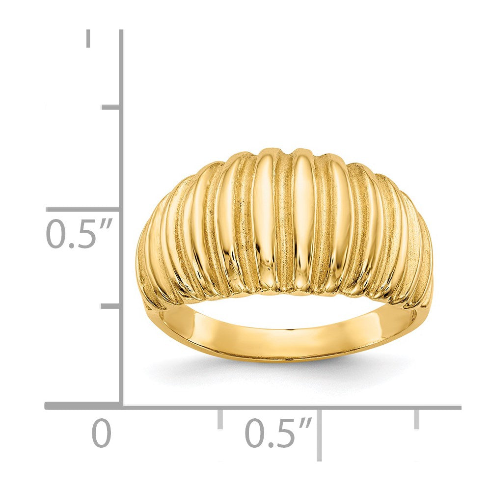 14k High Polished Ribbed Dome Ring Size 5.5