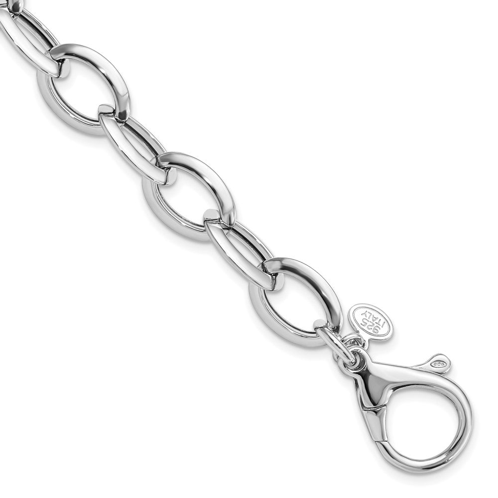 Sterling Silver Rhodium-plated Polished Fancy Link Bracelet 8  inches