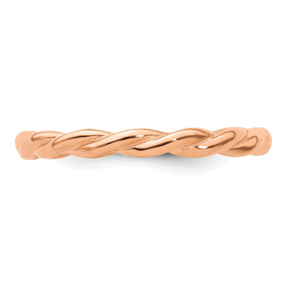 Sterling Silver Stackable Expressions Pink-plated Twist Ring Size -6