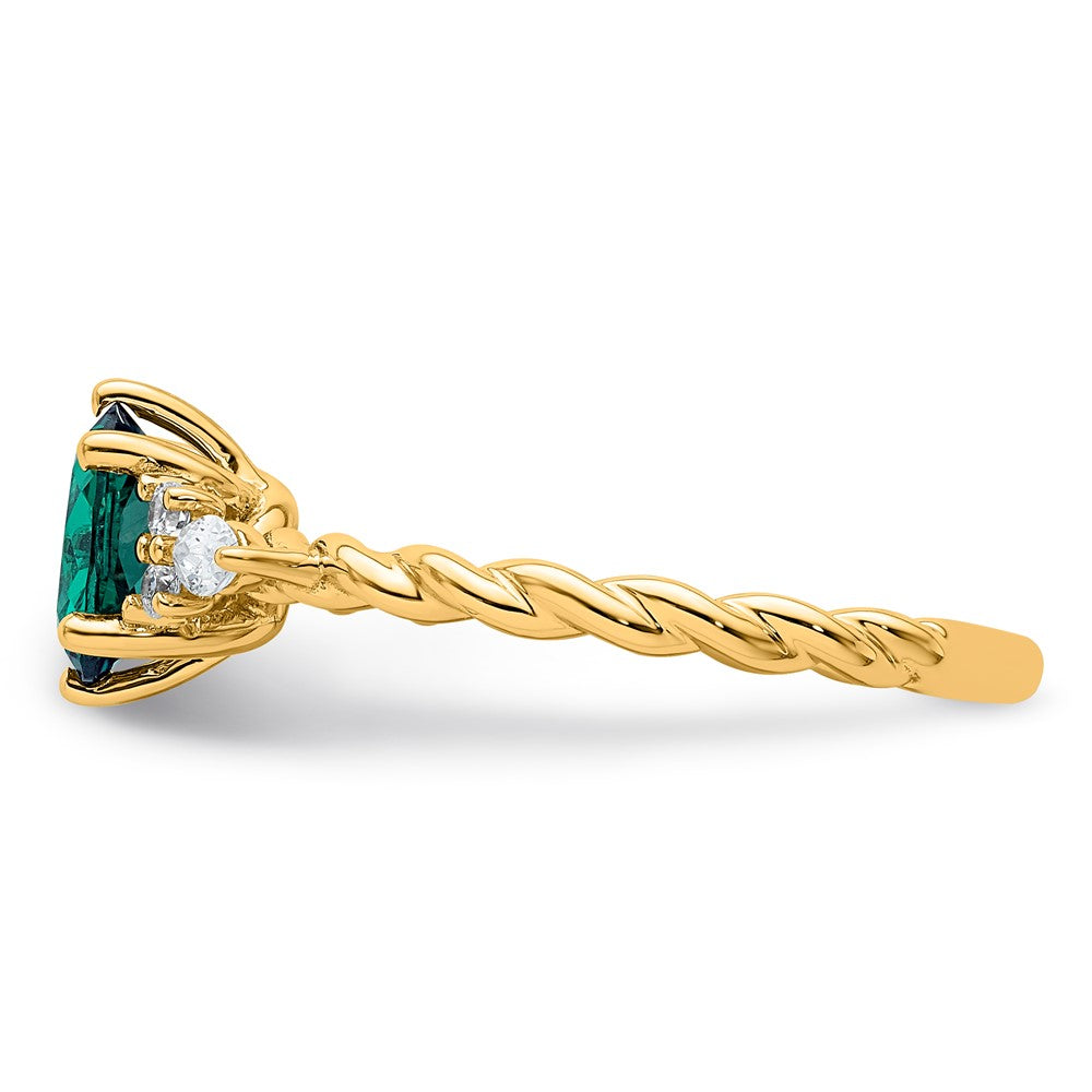 10k YG Created Alexandrite & Diamond Ring