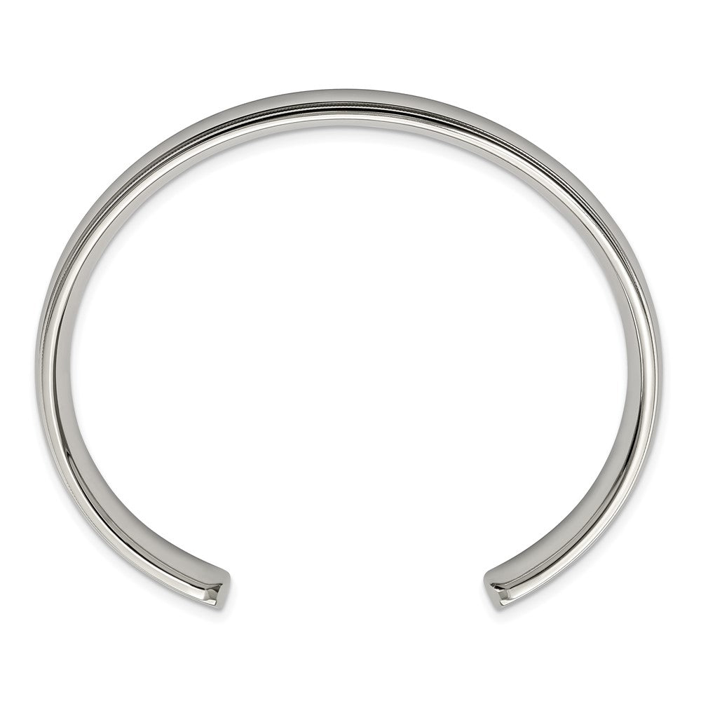 Stainless Steel Polished and Grooved Bangle 7.25 inches