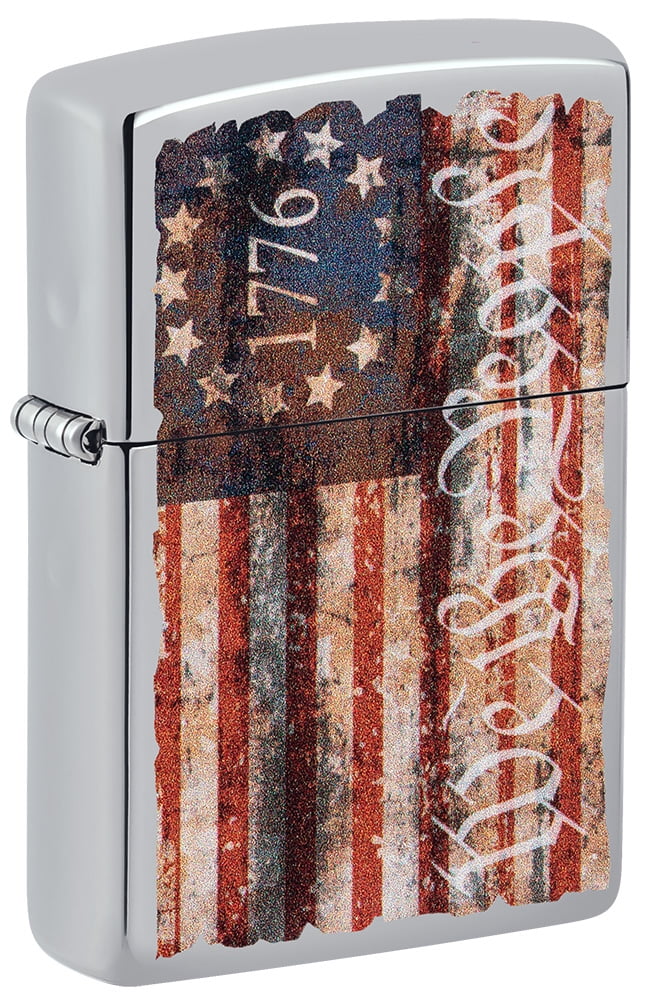 Zippo Americana Flag Design High Polish Chrome Pocket Lighter