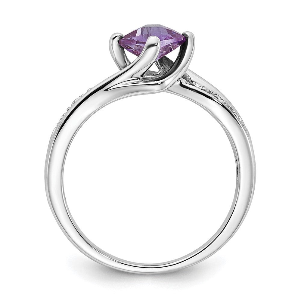 10K White Gold Simulated Alexandrite and Diamond Ring