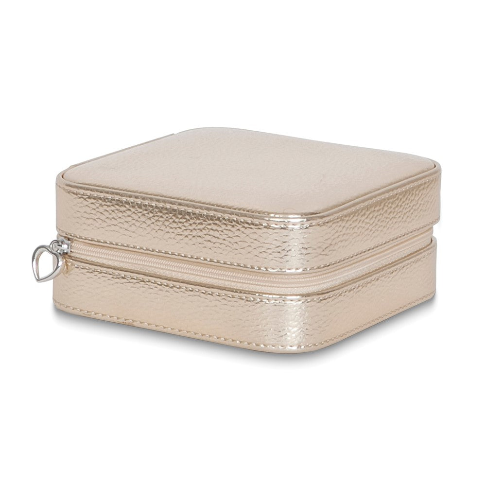 Metallic Gold Vegan Leather Multiple Compartment Travel Jewelry Case