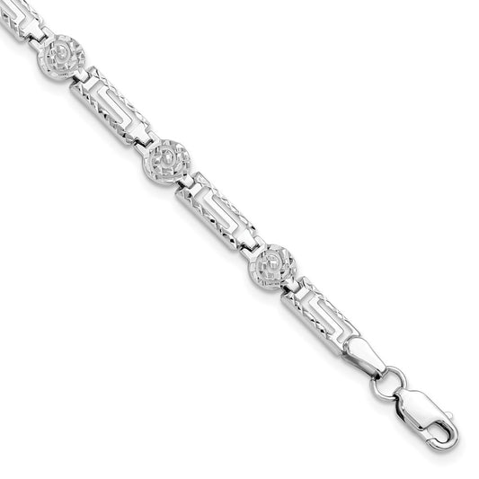 14K White Gold D/C Bracelet 7  inches