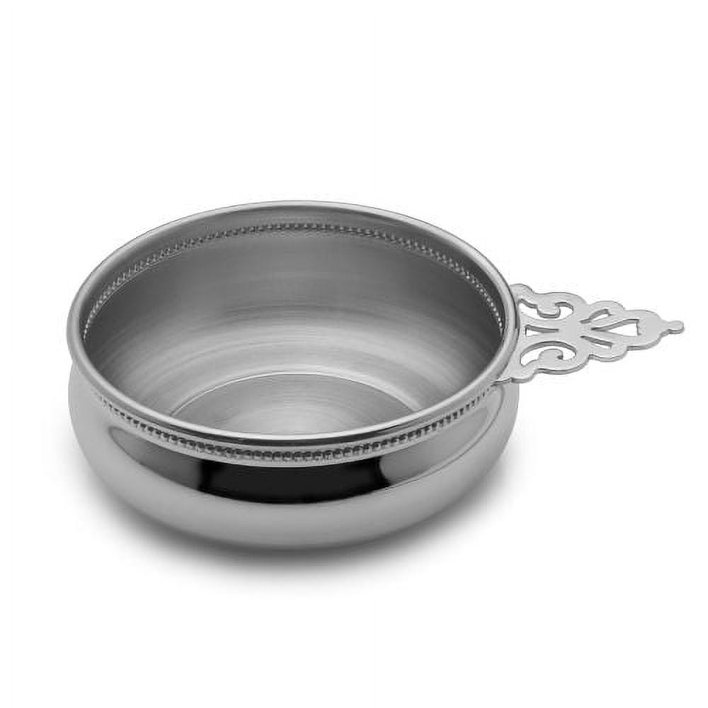 Empire Polished Pewter Pierced Handle Beaded Edge Porringer QGP8934
