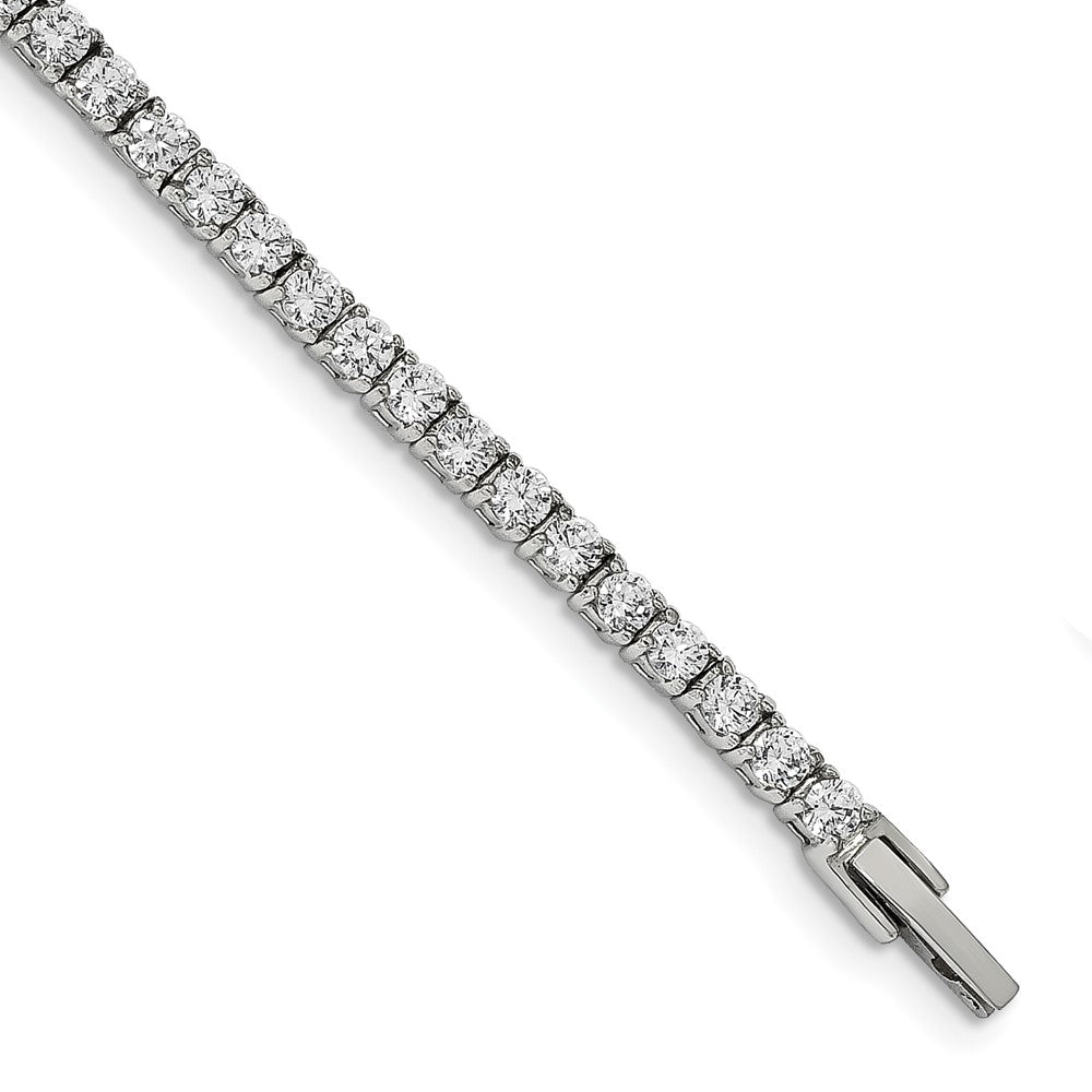 Stainless Steel Polished with CZ 7.5in Tennis Bracelet 7.25 inches