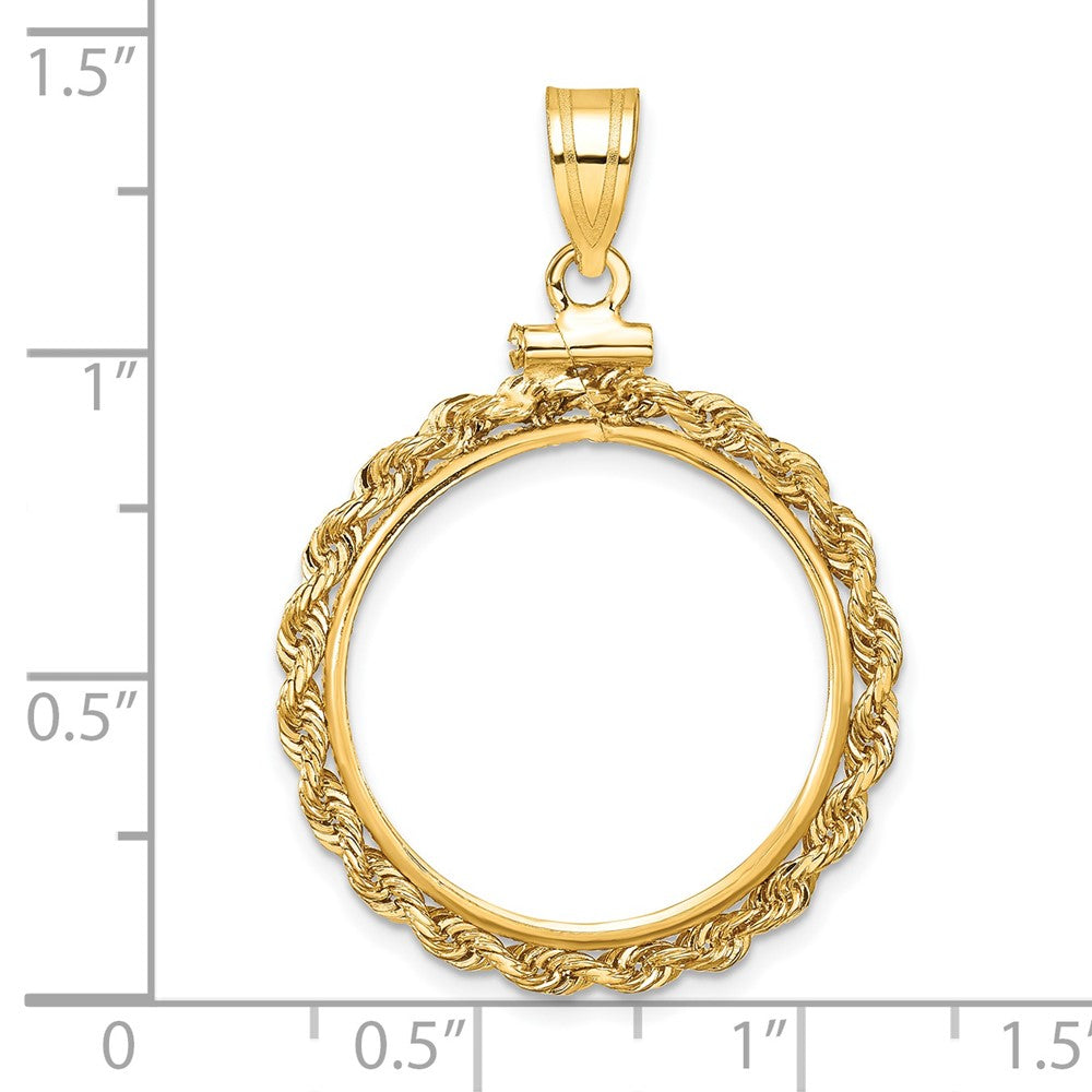 Wideband Distinguished Coin Jewelry 14k Polished Rope 20.1mm x 2.1mm Screw Top Coin Bezel Pendant