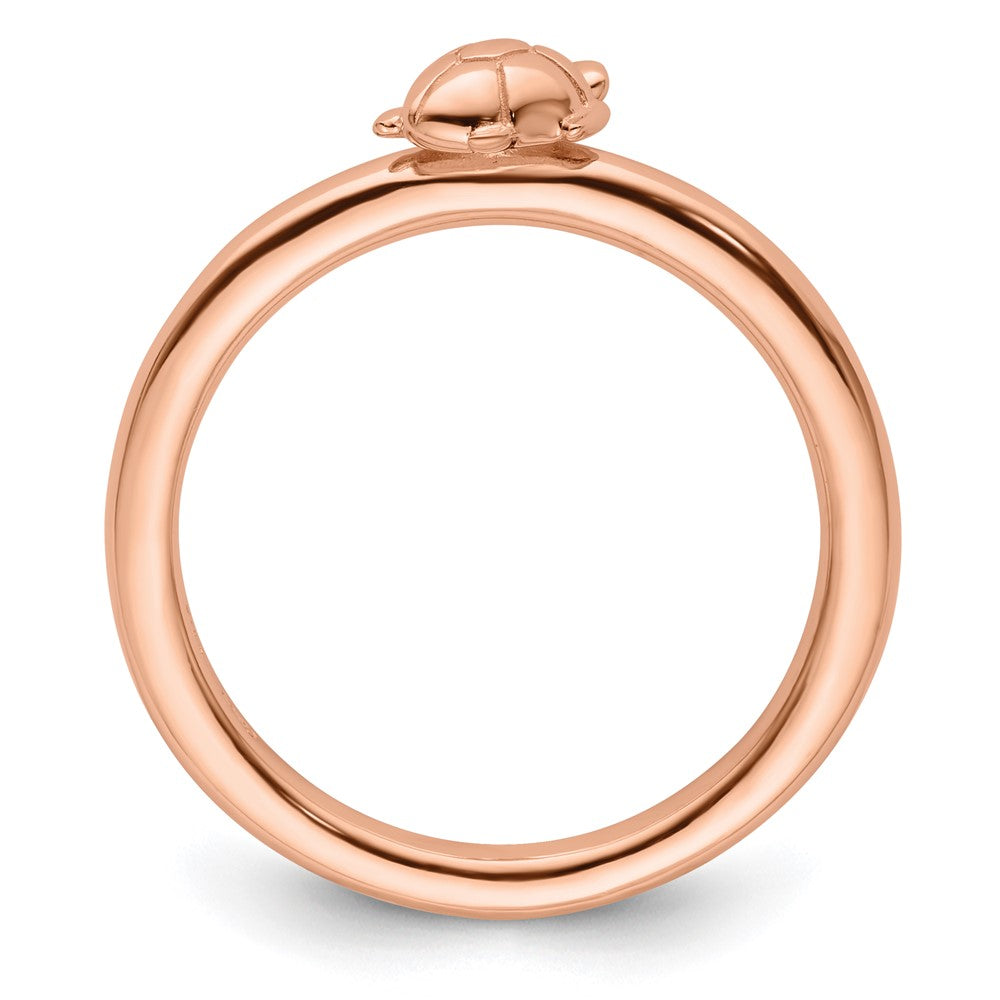 Sterling Silver Stackable Expressions Pink-plated Turtle Ring Size -8