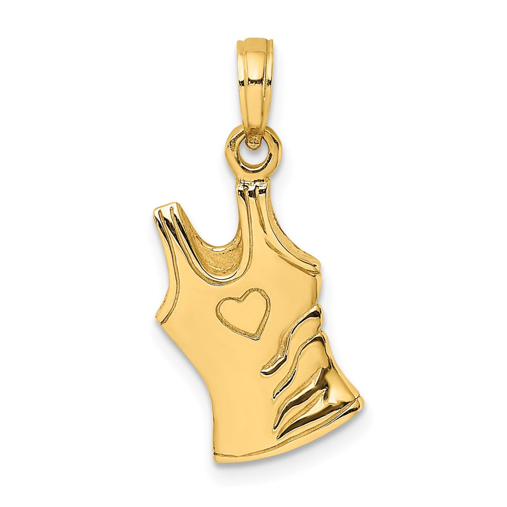 14K 3-D Tank Top Shirt w/ Heart Charm