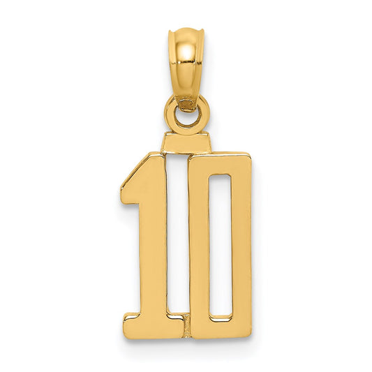 14k Polished Number 10 Pendant