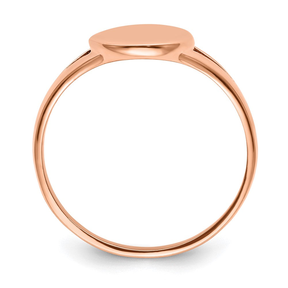 Stainless Steel Polished Rose IP-plated Oval Disc Ring Size - 6