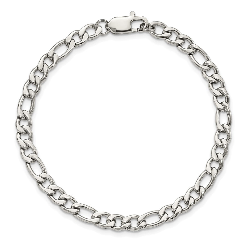 Stainless Steel Polished 9in Figaro Bracelet 9 inches